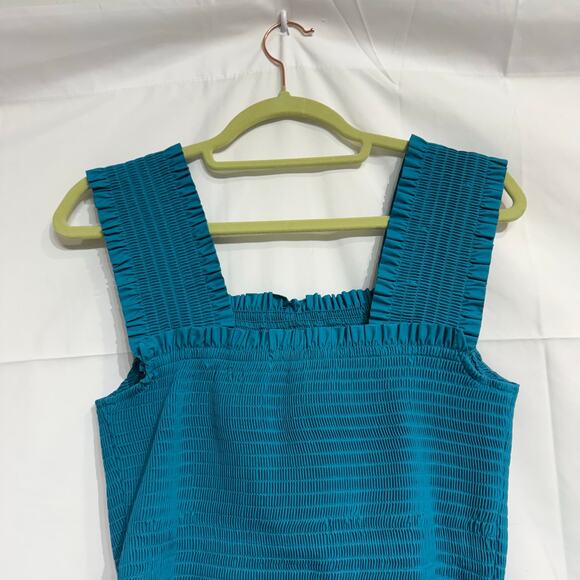 INC International Concepts Teal Smocked Peplum Top Sz M NWT - Picture 9 of 13